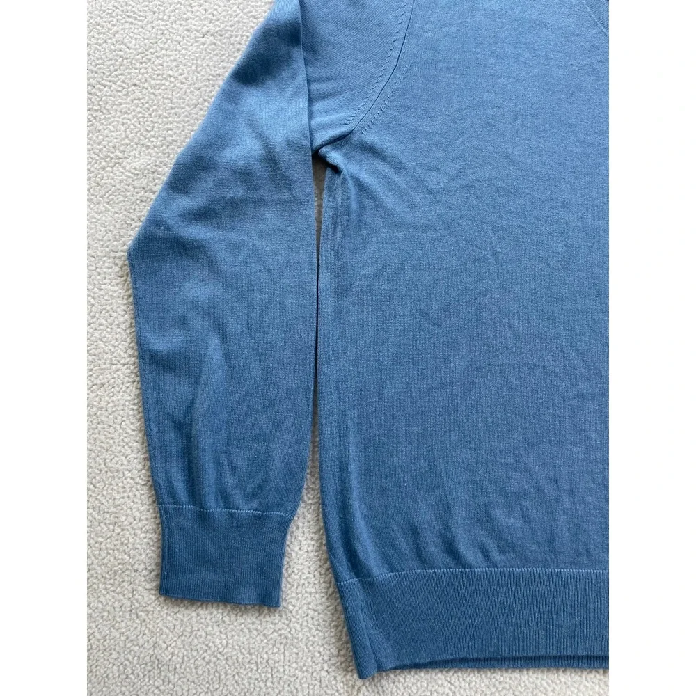Banana Republic Men Medium Sweater Blue Silk Cotton Cashmere V-Neck Luxury Blend